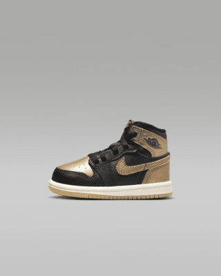 Jordan 1 Retro High OG Black and Gold Baby Toddler Shoes. Nike